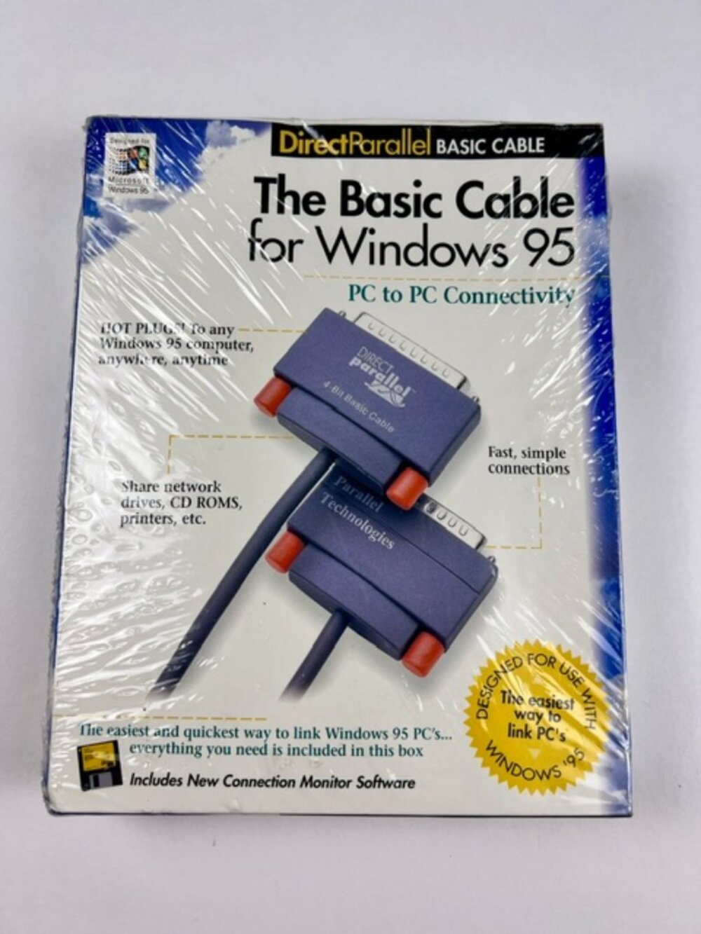 DirectParallel Basic Cable Windows 95 PC Transfer Parallel NOS Sealed Vintage